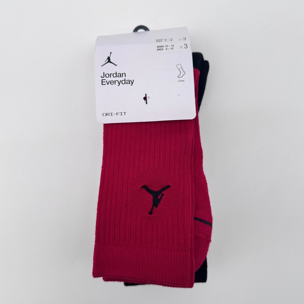Men's Jordan Everyday Crew Socks (3-Pack) - Red/White/Black DX9632